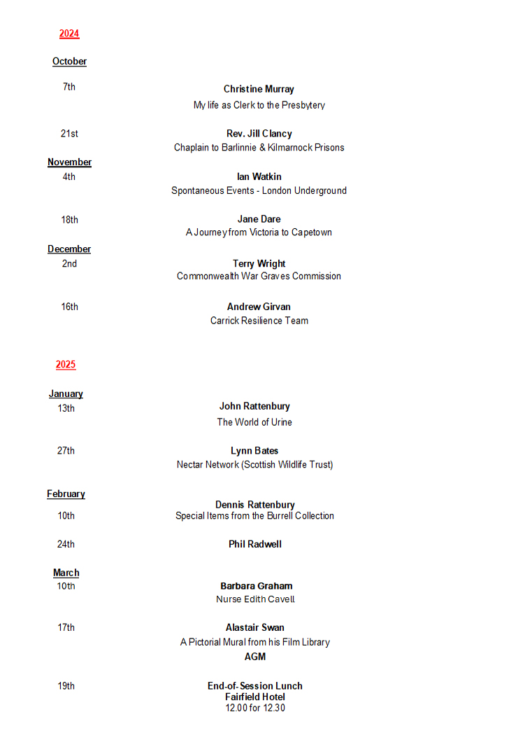 Monday Fellowship Ayr St Columba Church