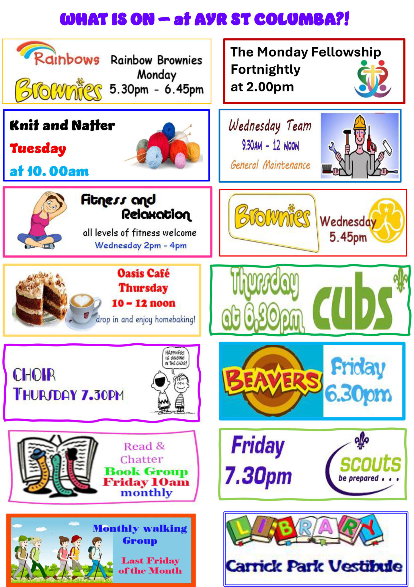 Sunday 21 December 2025 – Intimations - Ayr: St Columba Church