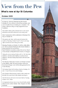 View from the Pew - October 2025