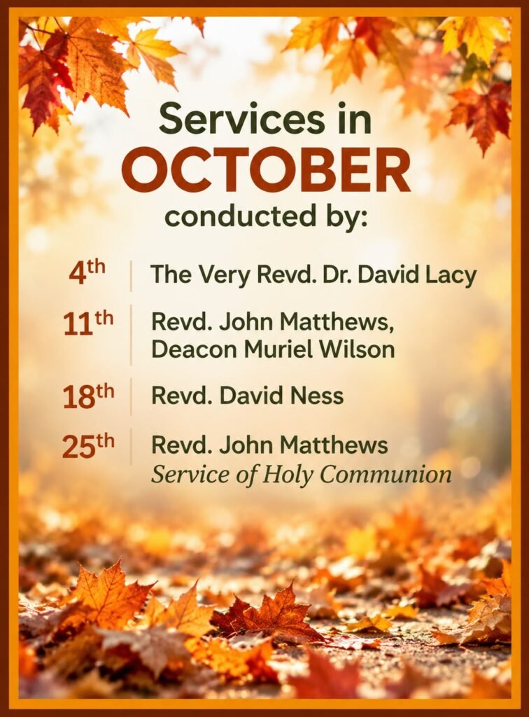 October Services at Ayr: St. Columba Church